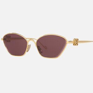 NWT Loewe Gold Rimmed 57mm Cat Eye Sunglasses with Violet Lens